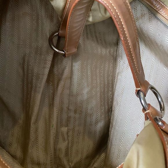 PRADA Authentic Y2K TESSUTO NYLON TAN BORSA Leather Handle Jumbo Hobo Limited - Picture 14 of 16